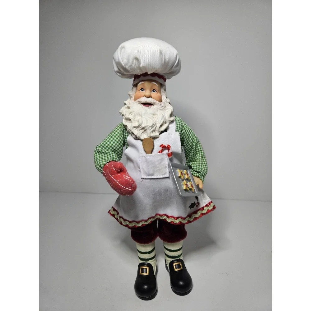 Chef Santa Claus Doll Baking Cookies Kitchen Tabletop Christmas Decor Whimsical